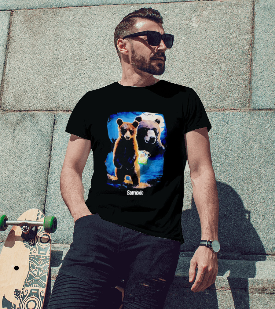 Somiedo Bears Cub Wildlife Art Blue T-Shirt