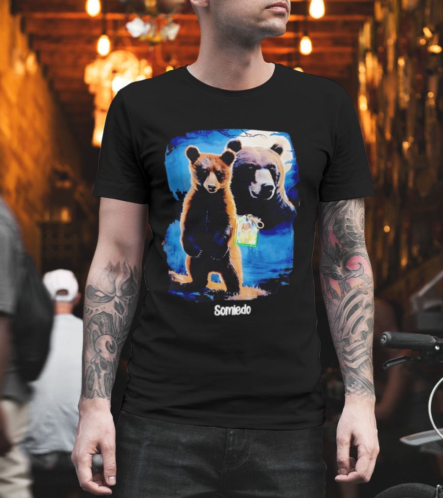 Somiedo Bears Cub Wildlife Art Blue T-Shirt