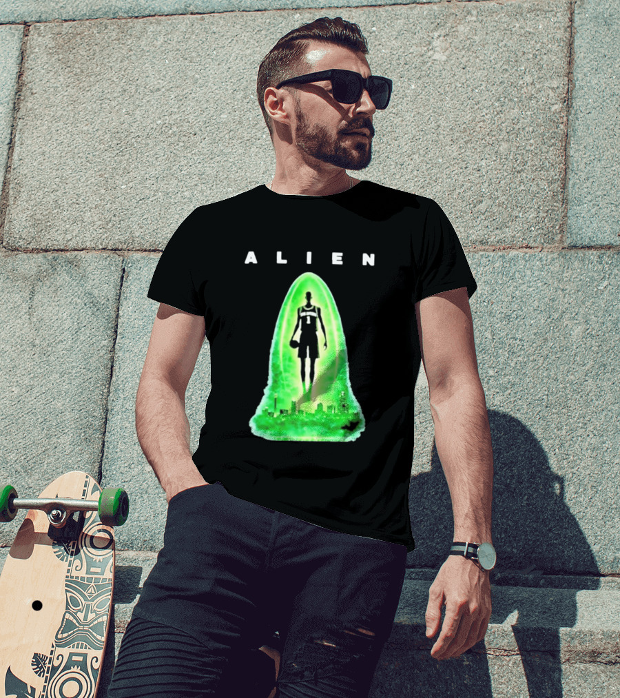 Alien Wemby San Antonio Alien Basketball Cityscape T-Shirt
