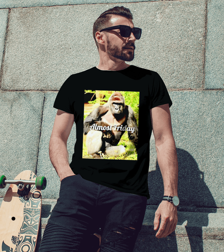 Almost Friday Gorilla Relaxing In Nature T-Shirt