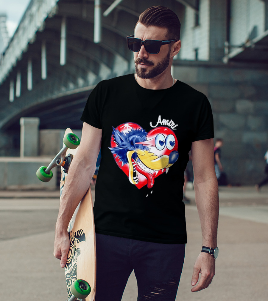 Heart Wolf Amiri Iconic Pop Art Style Fusion T-Shirt