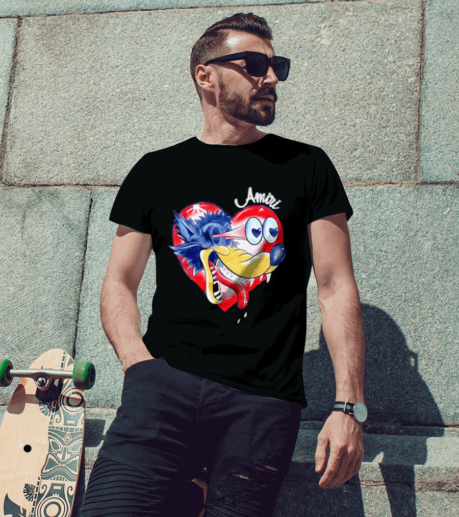 Heart Wolf Amiri Iconic Pop Art Style Fusion T-Shirt