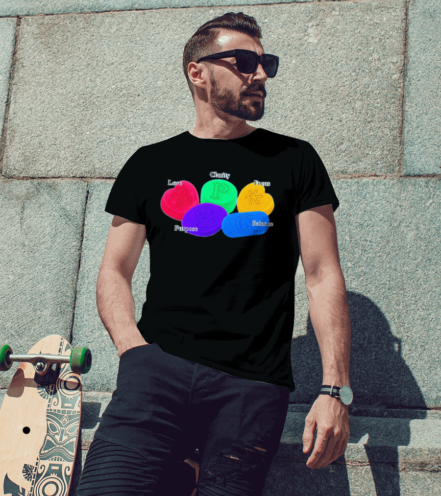 Love Clarity Focus Purpose Balance Colorful Candy Hearts And Shapes T-Shirt