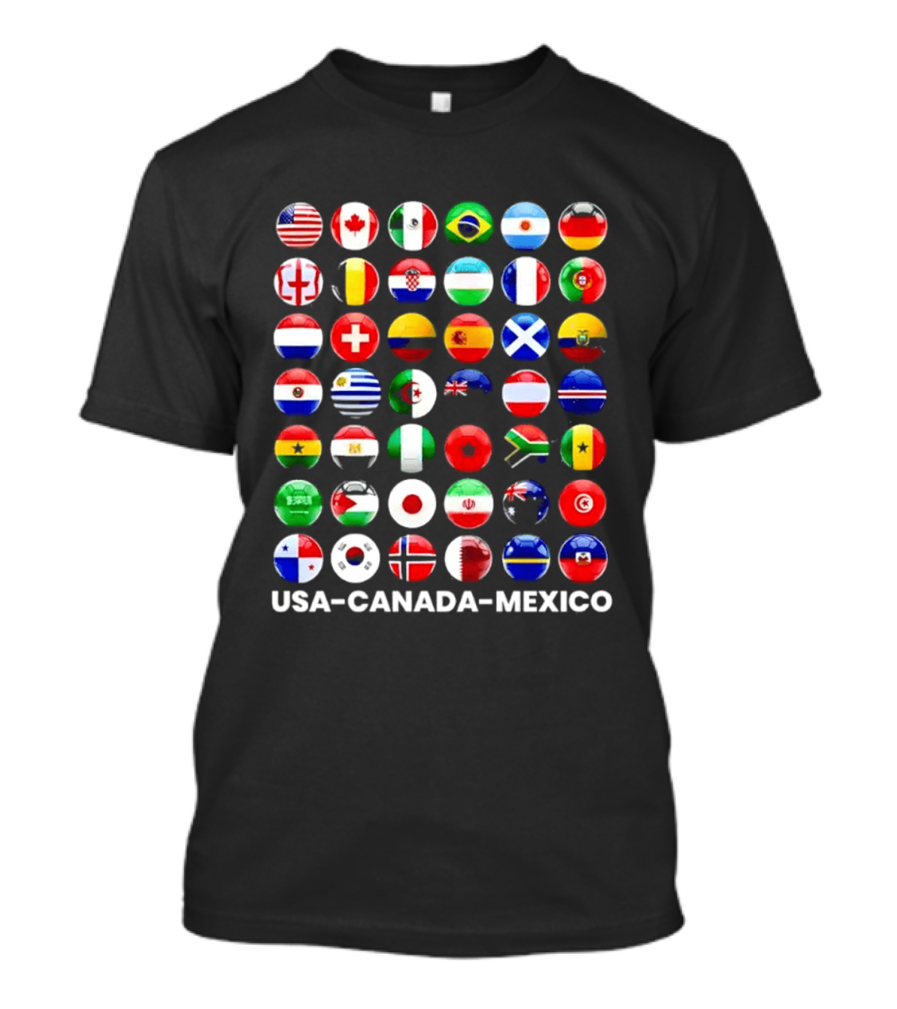 USA Canada Mexico Soccer Tournament All Country Flags United Nations Football Nations T-Shirt