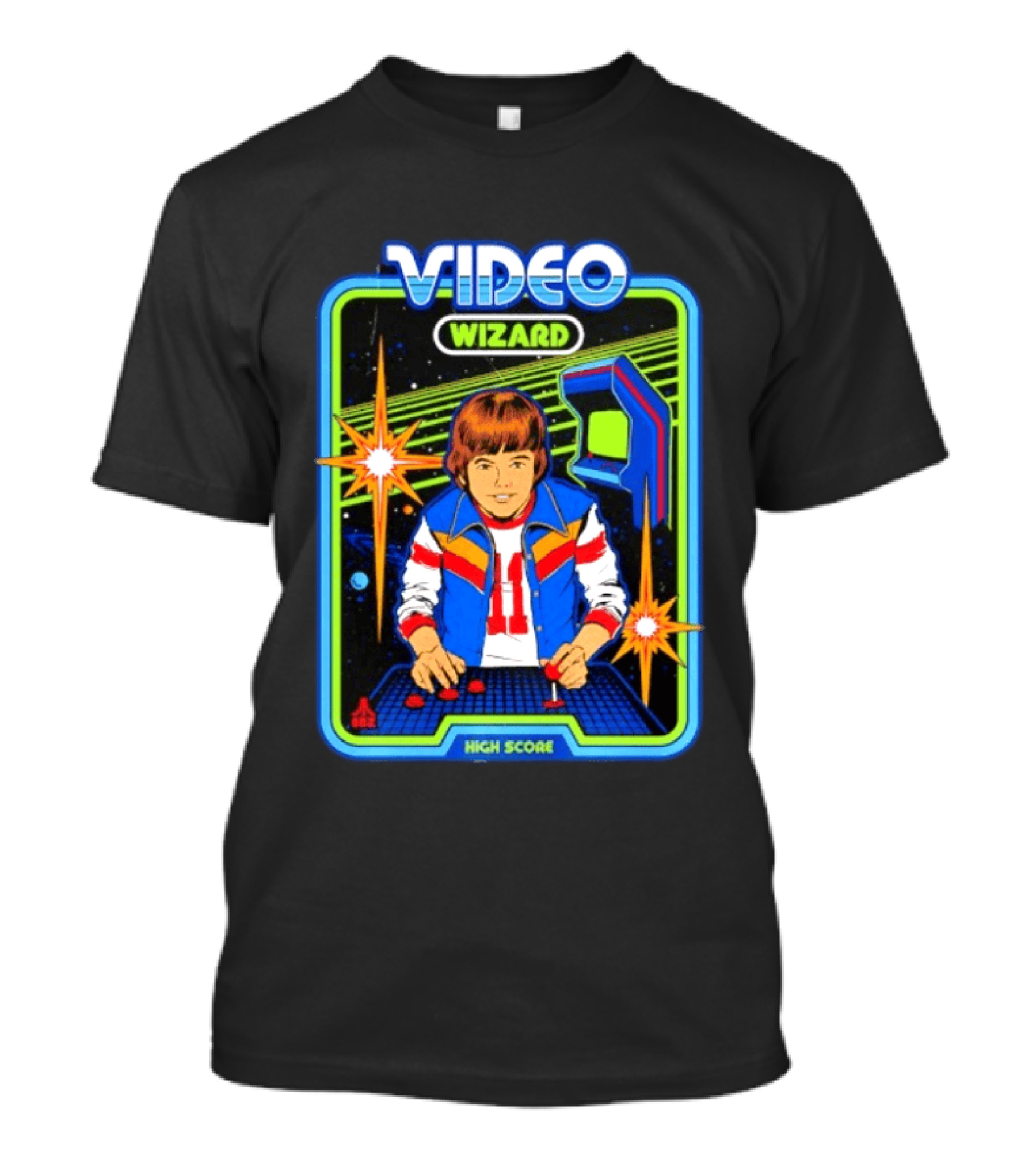 Video Wizard High Score Classic Nerds Vintage Arcade T-Shirt