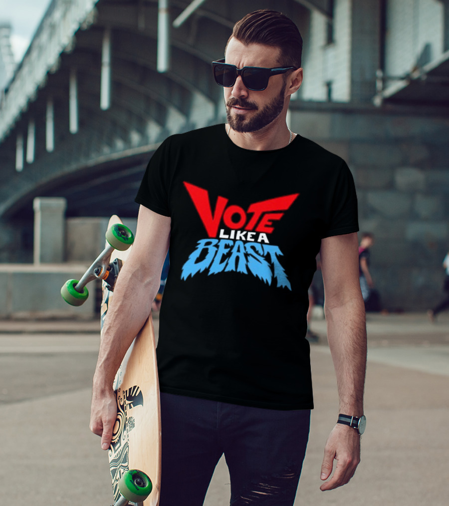 Vote Like A Beast Bold Red Blue T-Shirt