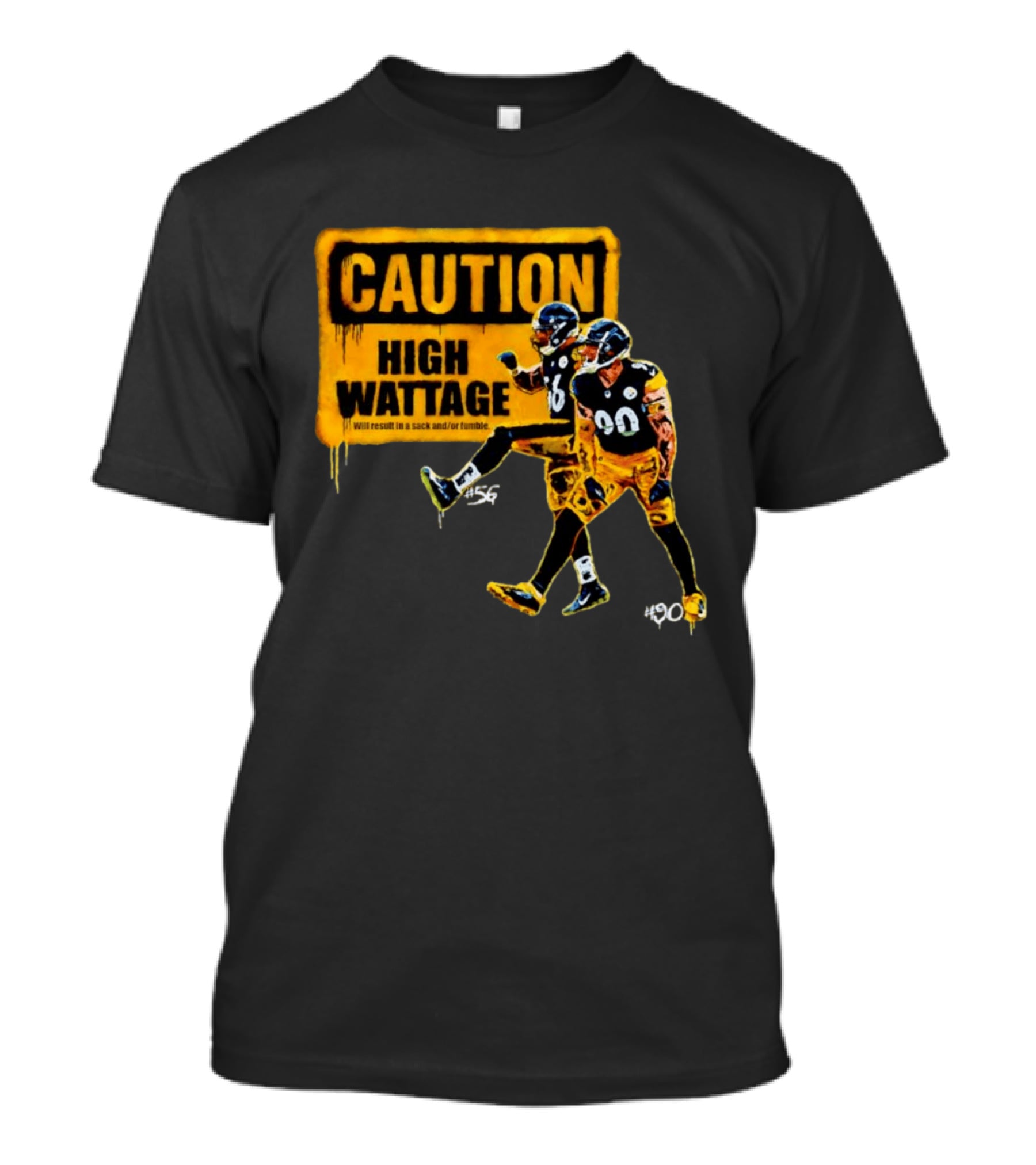Caution High Wattage Alex Highsmith TJ Watt Pittsburgh Steelers Sack T-Shirt