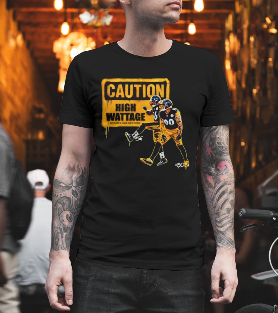 Caution High Wattage Alex Highsmith TJ Watt Pittsburgh Steelers Sack T-Shirt