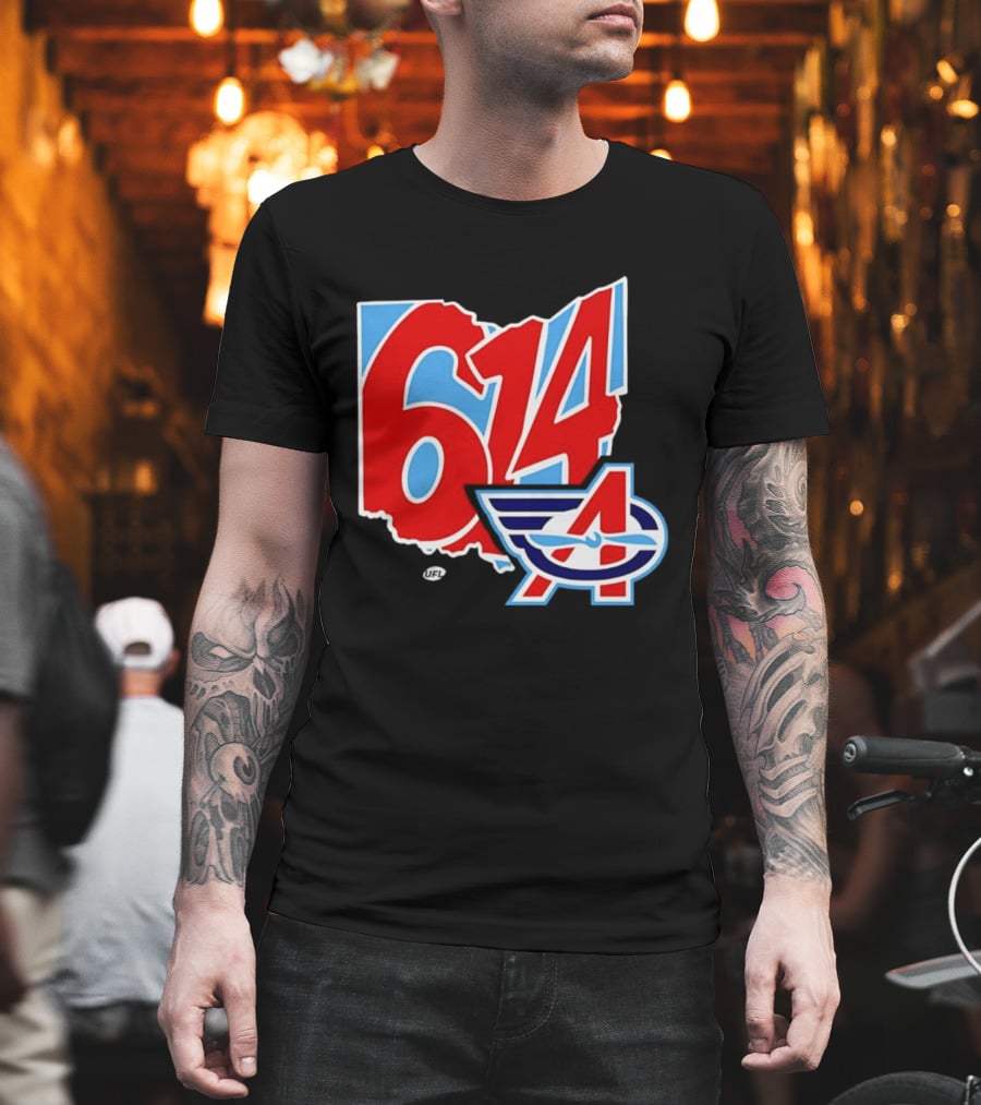 Arlington Renegades Ohio 614 United Football League State Map T-Shirt