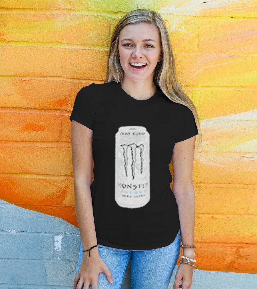 Monster Energy Zero Sugar White Can Patch T-Shirt