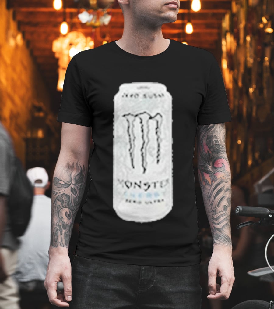 Monster Energy Zero Sugar White Can Patch T-Shirt