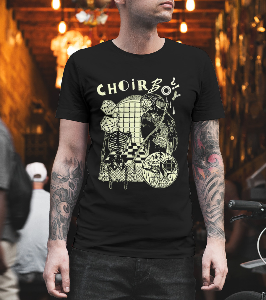 Choir Boy Reaper Skeleton Chessboard T-Shirt