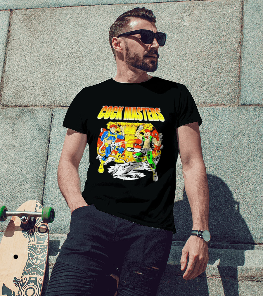 Cock Masters Cartoon Characters With Classic Action Pose T-Shirt