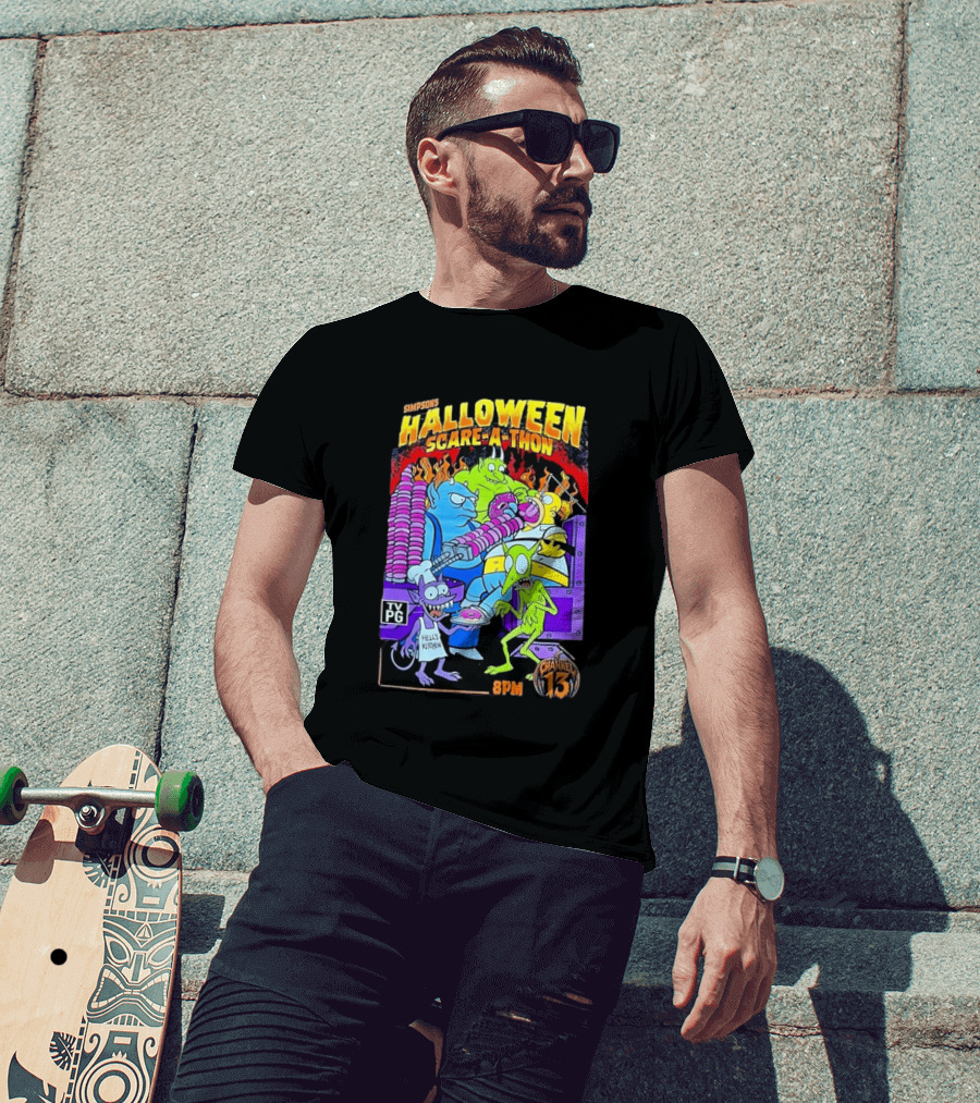 Simpsons Halloween Scare A Thon TV PG 8PM Channel 13 Hell's Kitchen Monsters And Aliens T-Shirt