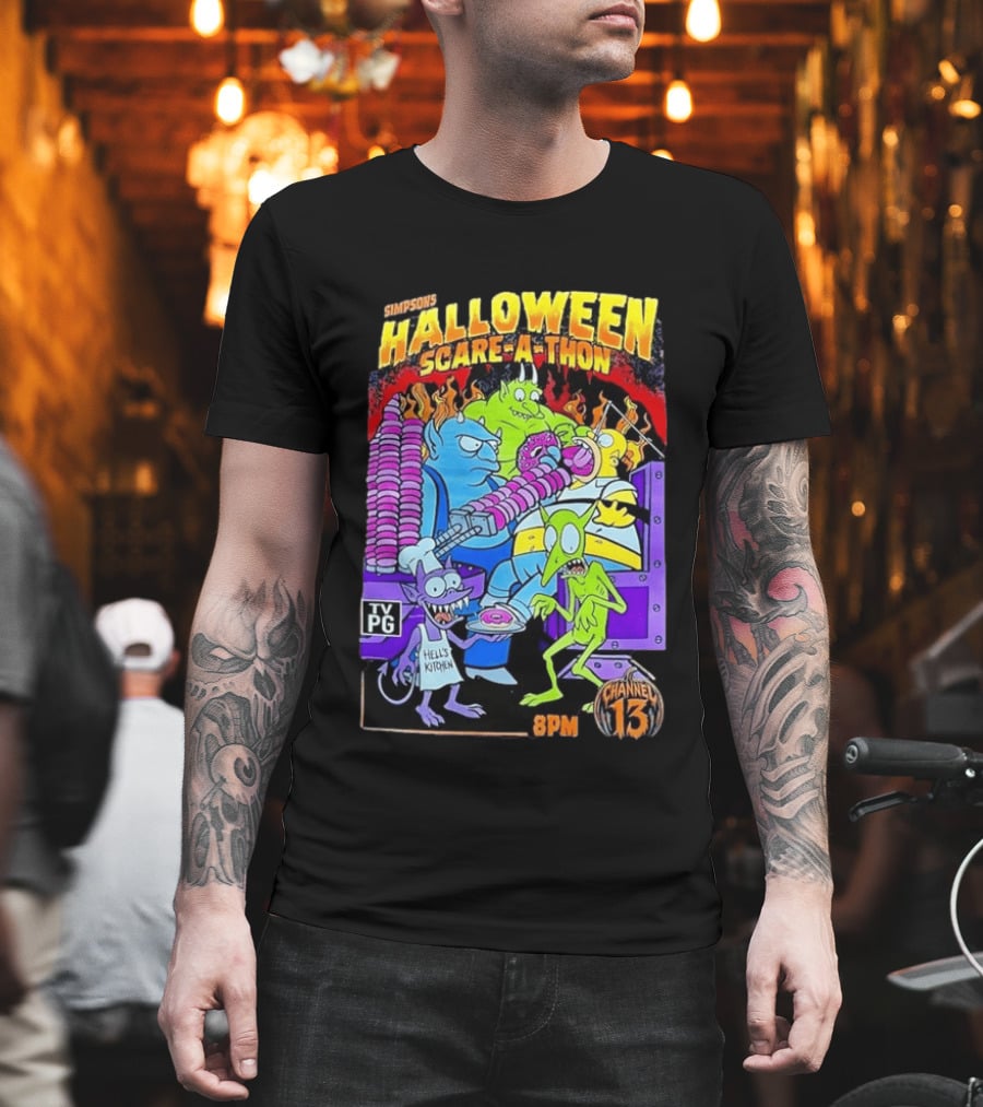 Simpsons Halloween Scare A Thon TV PG 8PM Channel 13 Hell's Kitchen Monsters And Aliens T-Shirt