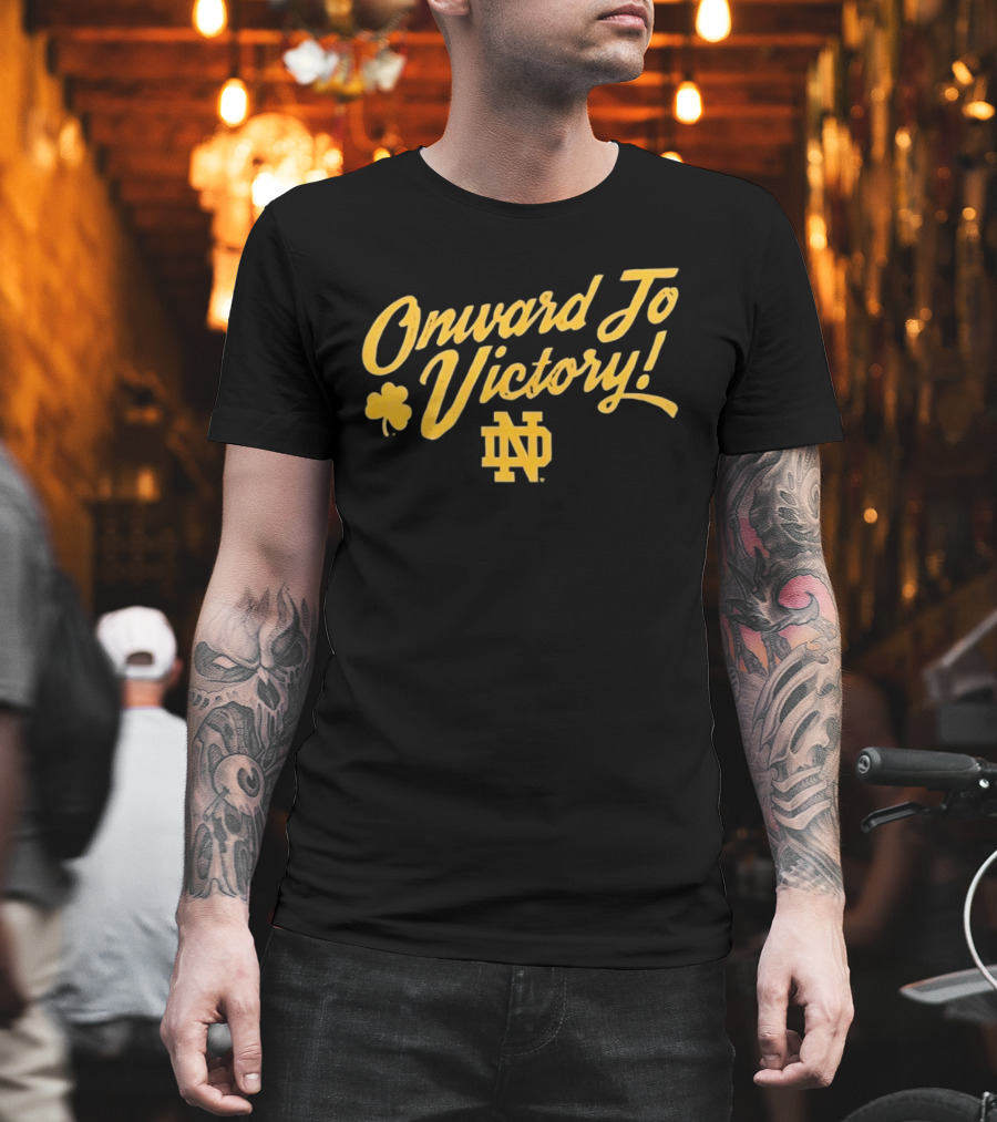 Notre Dame Onward To Victory ND Logo And Shamrock T-Shirt