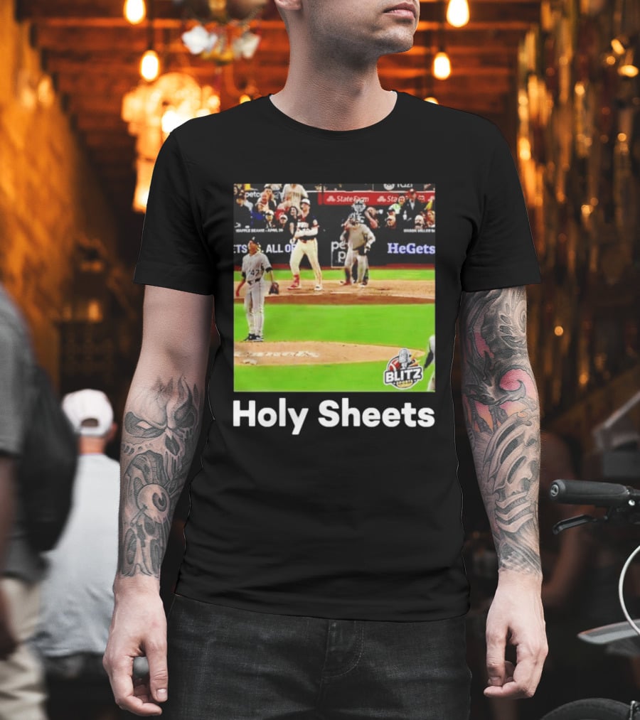 Padres Blitz Baseball Holy Sheets Petco Park T-Shirt