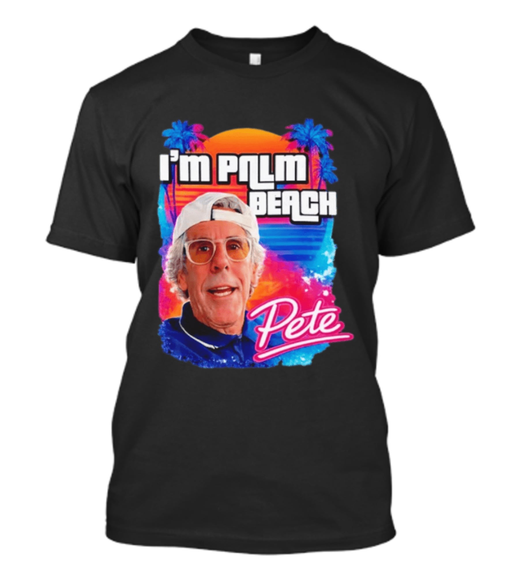 I'm Palm Beach Pete Retro Sunset Tropical Vibes Ocean Blue T-Shirt