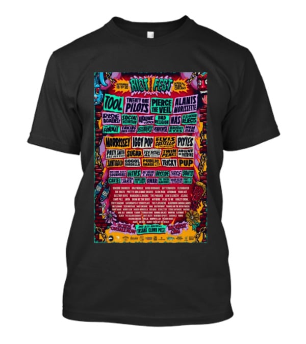 Riot Fest 2026 Lineup Featuring Tool Nine Inch Nails Iggy Pop Pixies Chicago T-Shirt