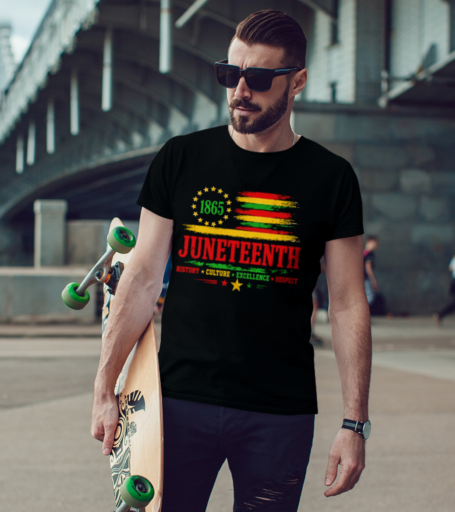 Juneteenth 1865 Flag History Culture Excellence Respect T-Shirt