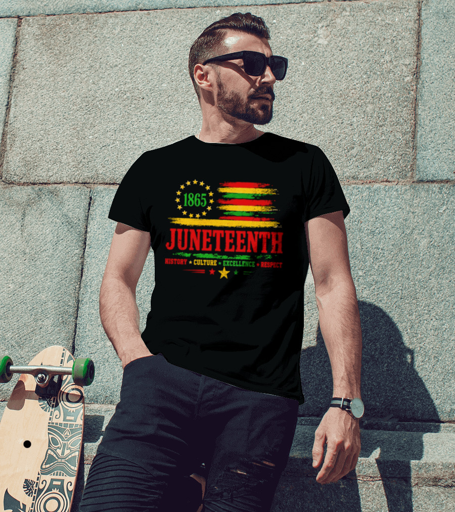 Juneteenth 1865 Flag History Culture Excellence Respect T-Shirt