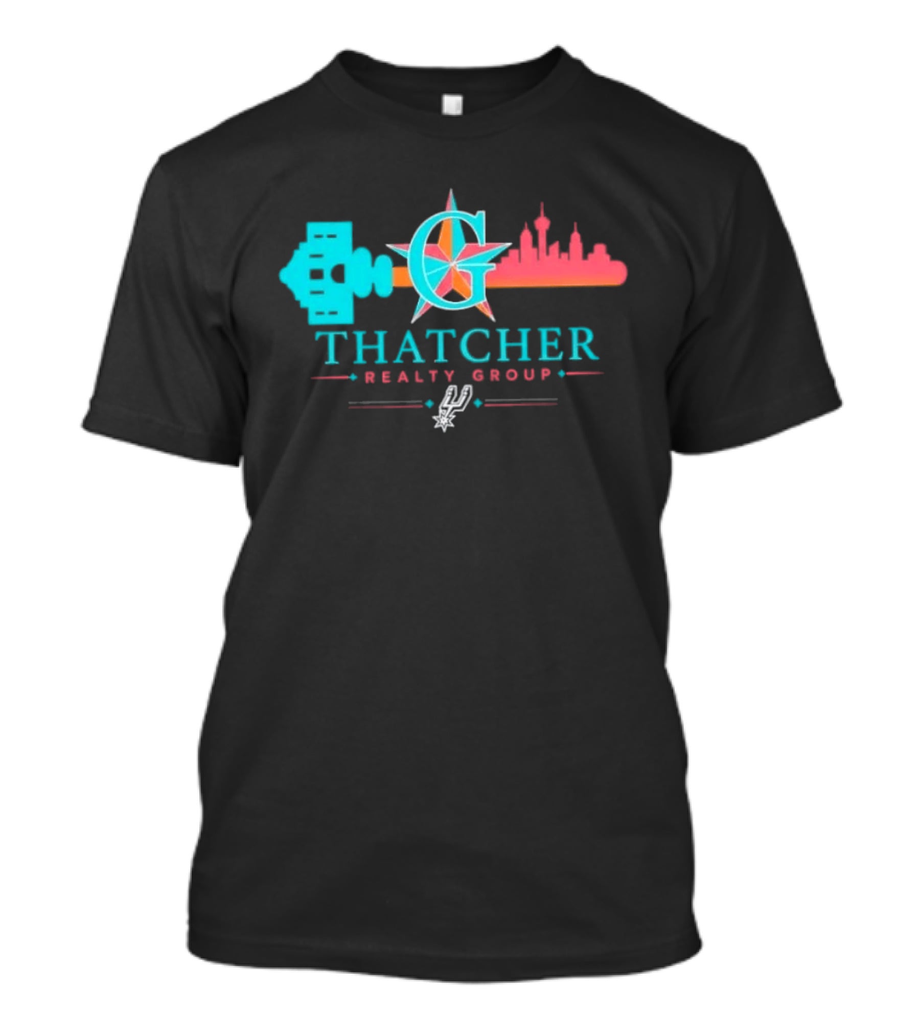 San Antonio Spurs Thatcher Realty Group City Skyline And Key T-Shirt
