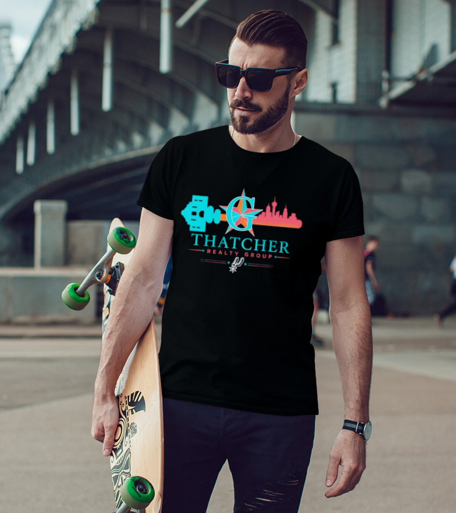 San Antonio Spurs Thatcher Realty Group City Skyline And Key T-Shirt
