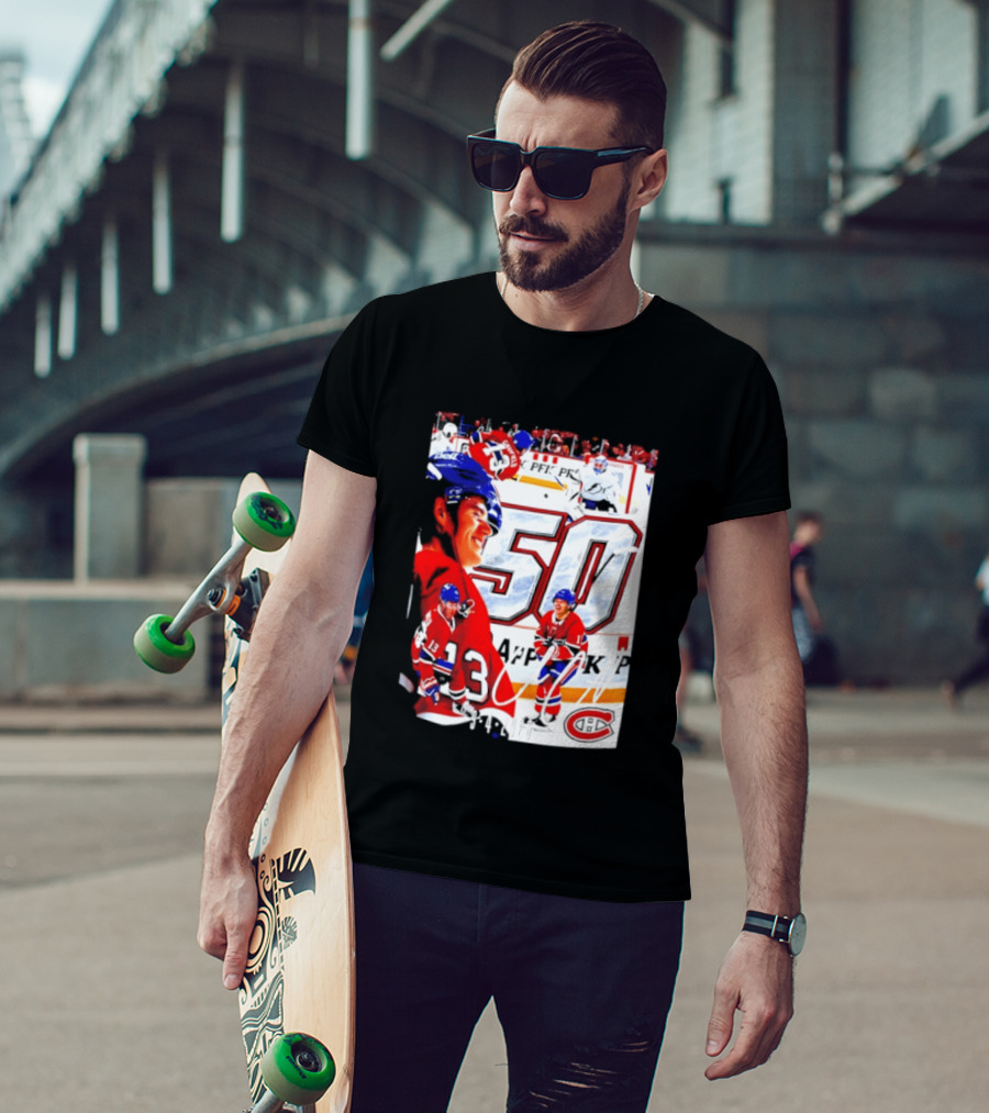 Montreal Canadiens Cole Caufield 50 Goals Celebration 2026 T-Shirt