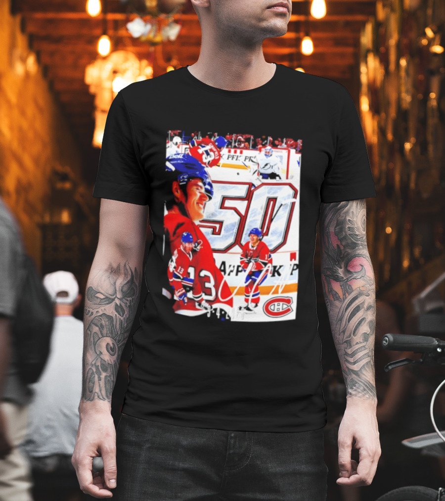 Montreal Canadiens Cole Caufield 50 Goals Celebration 2026 T-Shirt