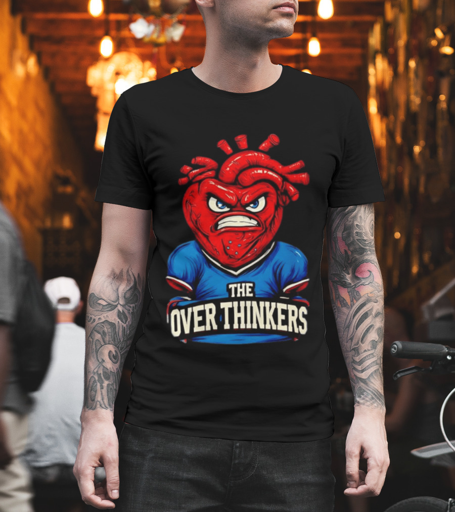 The Overthinkers Varsity Angry Heart Bold Red Blue T-Shirt