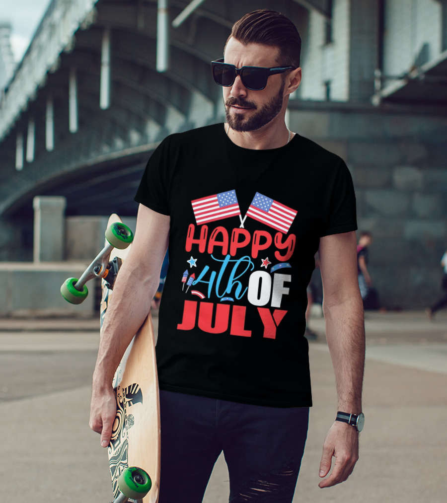 American Independence Day Happy 4th Of July USA Flags Celebration T-Shirt