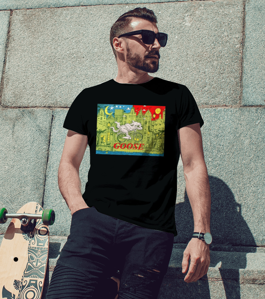 Goose Amsterdam Netherlands 2026 Melkweg Max 27 28 May Gig Bicycle Moon Sun Wolf Houses T-Shirt