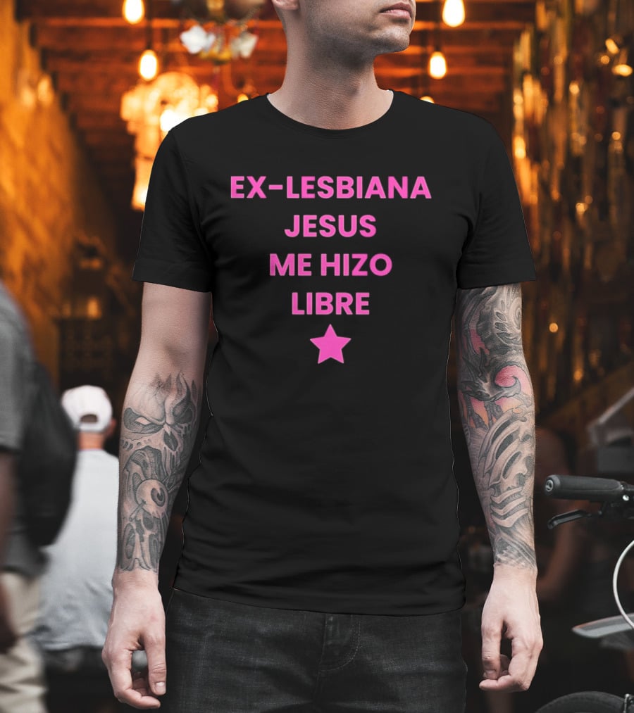 Ex Lesbiana Jesus Me Hizo Libre Estrella Rosa T-Shirt