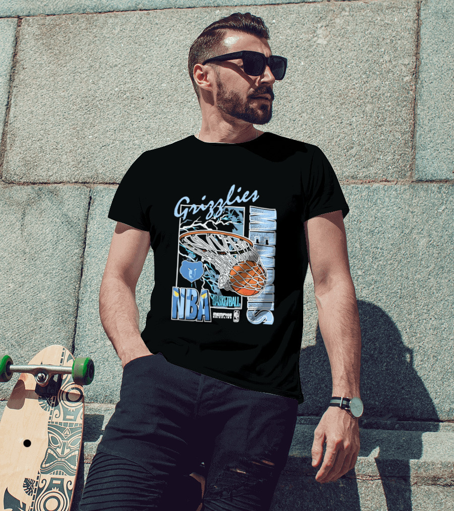 Grizzlies Memphis Basketball NBA Bear Logo And Hoop T-Shirt