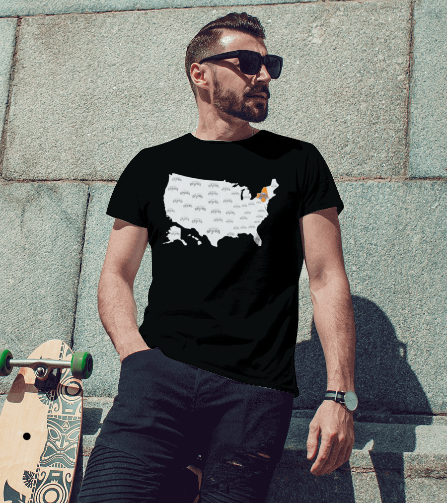 America Spurs New York Knicks US Map Basketball Team Representation T-Shirt