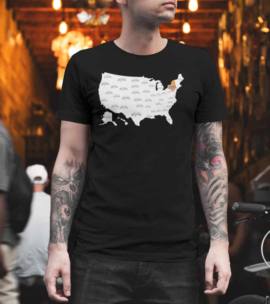 America Spurs New York Knicks US Map Basketball Team Representation T-Shirt