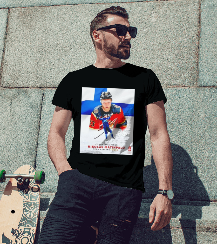 Congratulations Nikolas Matinpalo Team Finland Gold Finnish Flag Ice Hockey Celebration T-Shirt