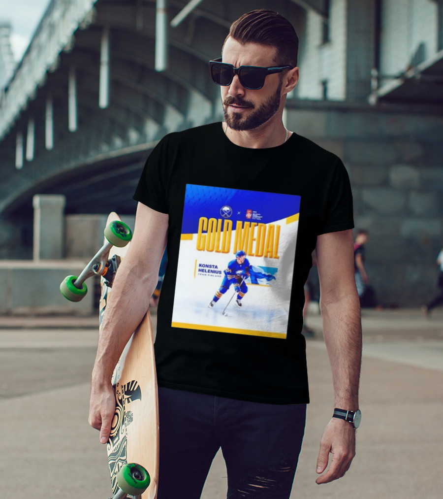 Konsta Helenius Team Finland 2023 Gold Medal Hockey T-Shirt