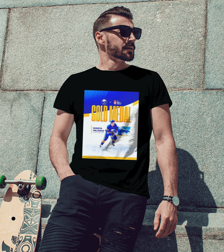 Konsta Helenius Team Finland 2023 Gold Medal Hockey T-Shirt