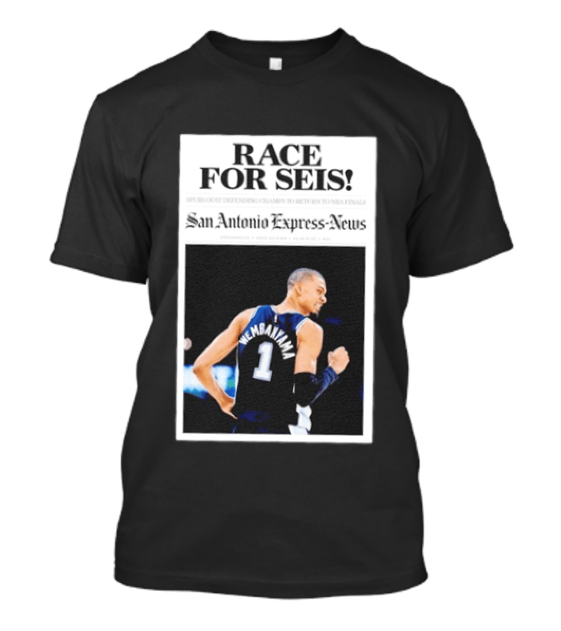 Race For Seis Victor Wembanyama Spurs NBA San Antonio Express News T-Shirt
