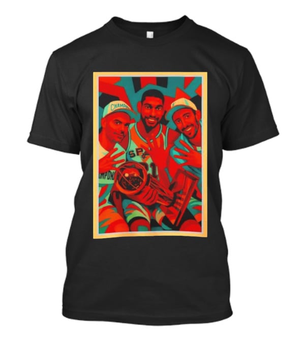 Champions Tim Duncan Spurs Teammates Trophy Victory Celebration T-Shirt