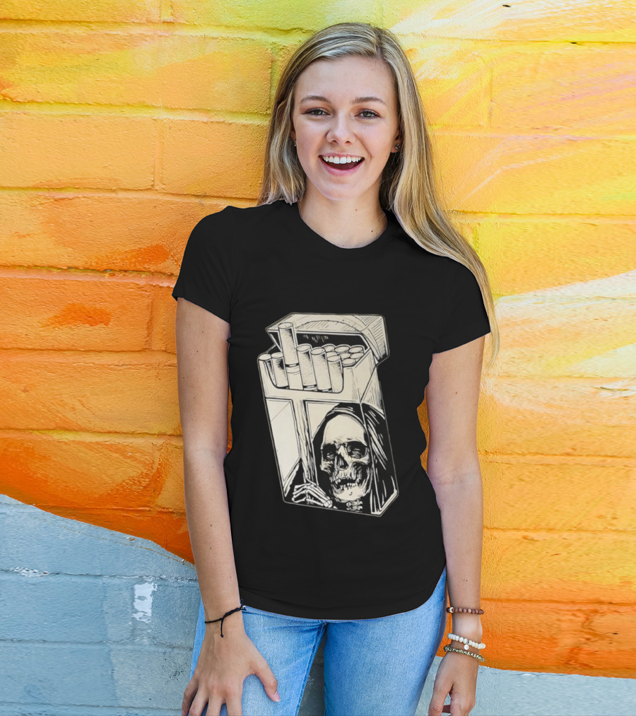 Grim Reaper Smoking Cigarette Pack T-Shirt