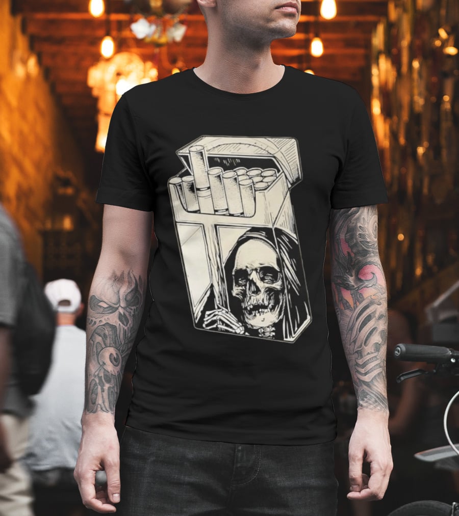 Grim Reaper Smoking Cigarette Pack T-Shirt