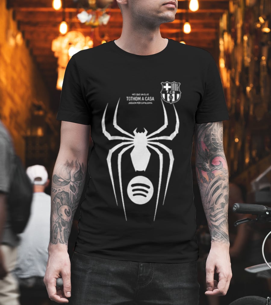 Barcelona Spider Man Venom Julian Alvarez Black Jersey Spotify T-Shirt
