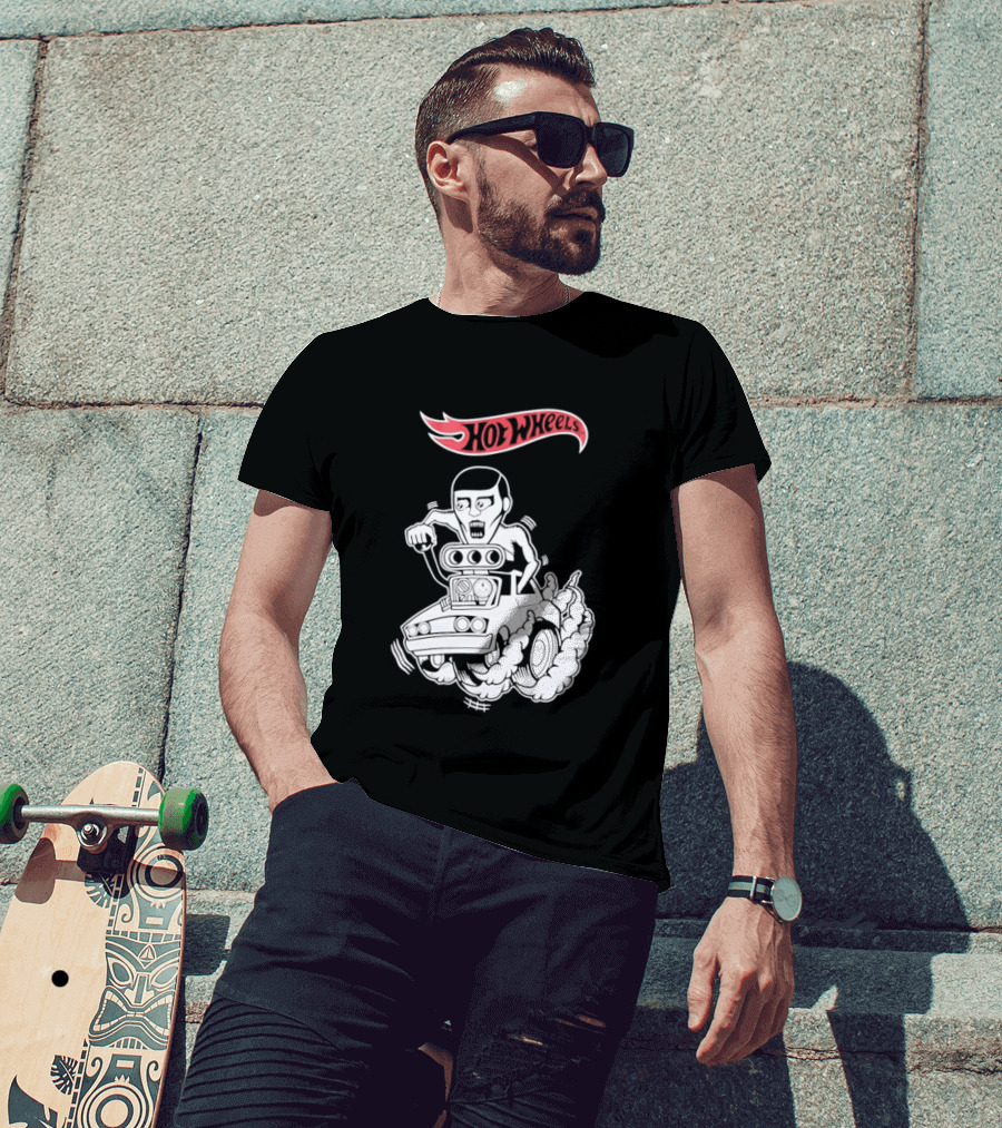 Hot Wheels Racing Car Driver Black Flame T-Shirt