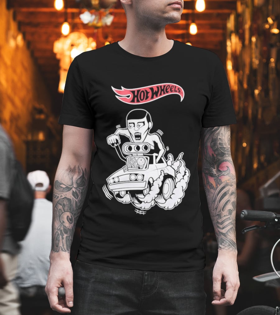 Hot Wheels Racing Car Driver Black Flame T-Shirt