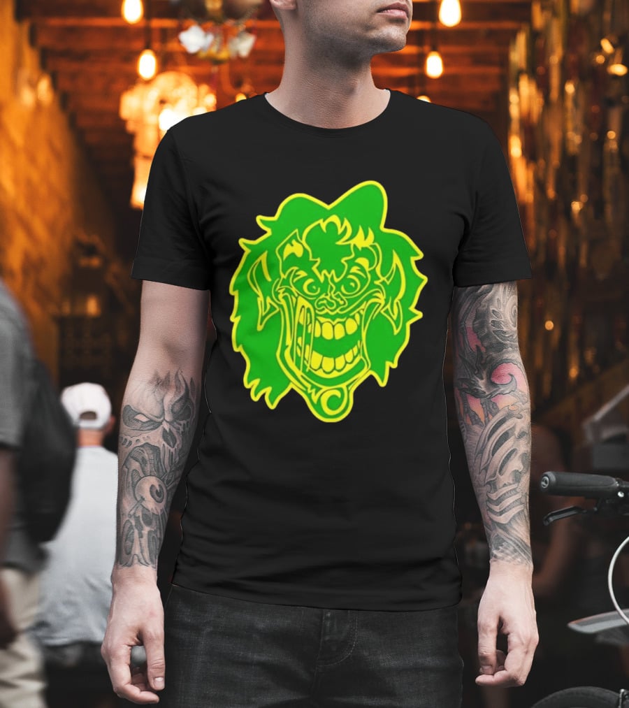 Insane Clown Posse Hatchetman Wicked Clown Face Neon Green Yellow T-Shirt