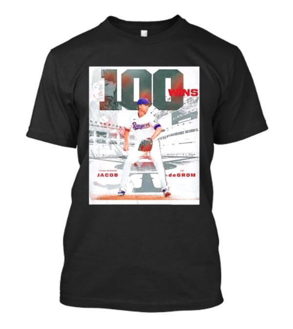Texas Rangers Jacob DeGrom 100 Wins Achievement Baseball Celebration T-Shirt