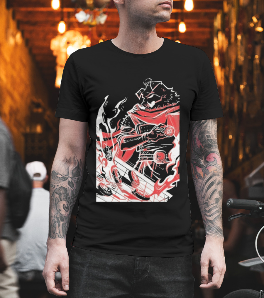 Technoblade Of War Gamer Tribute Epic Medieval Style Scarf And Flames T-Shirt