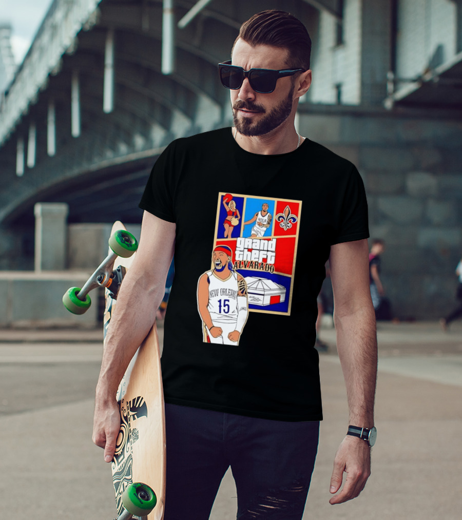 Grand Theft Alvarado New Orleans NOLA 15 Fleur De Lis Basketball T-Shirt